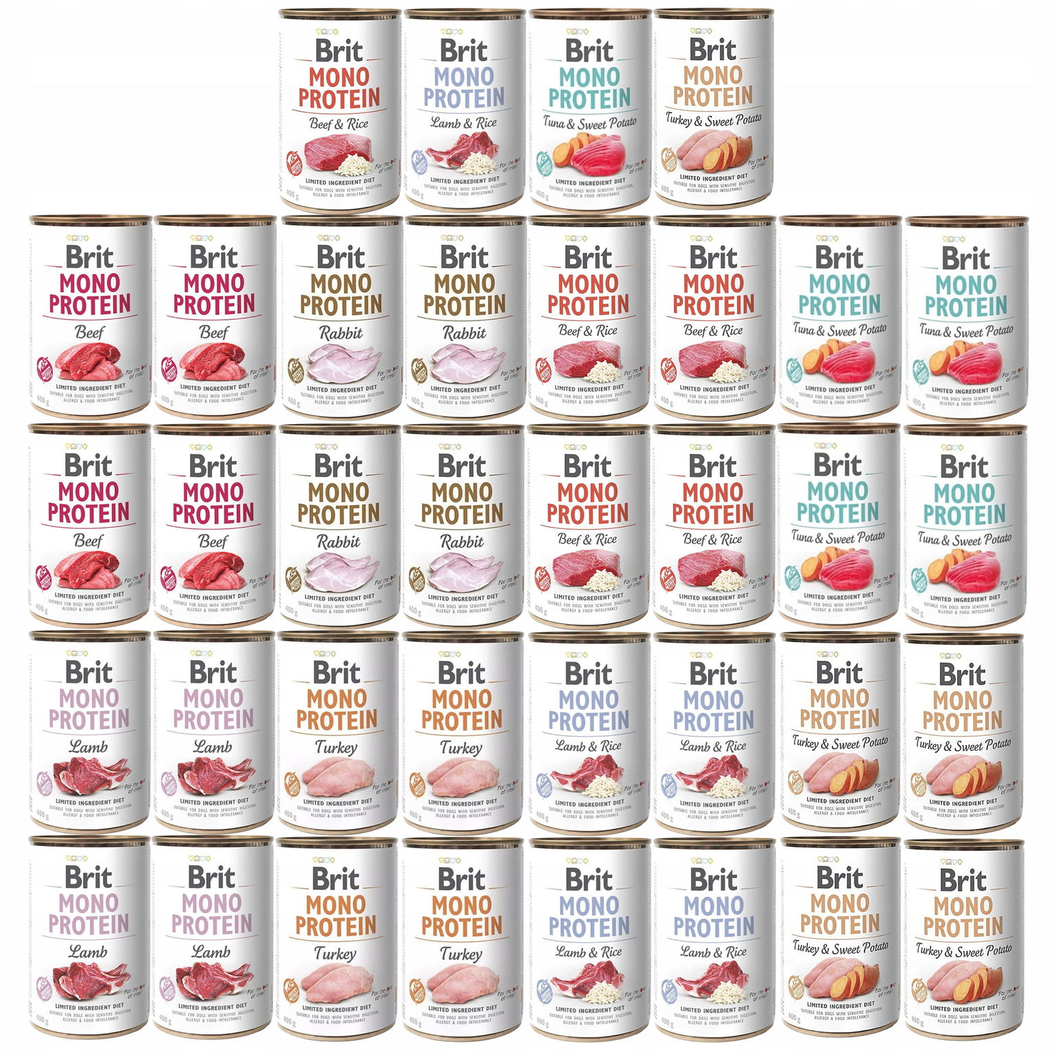 Brit Mono Mokré krmivo pre psa MIX príchutí 36 x 400 g monoproteínové bez obilnín