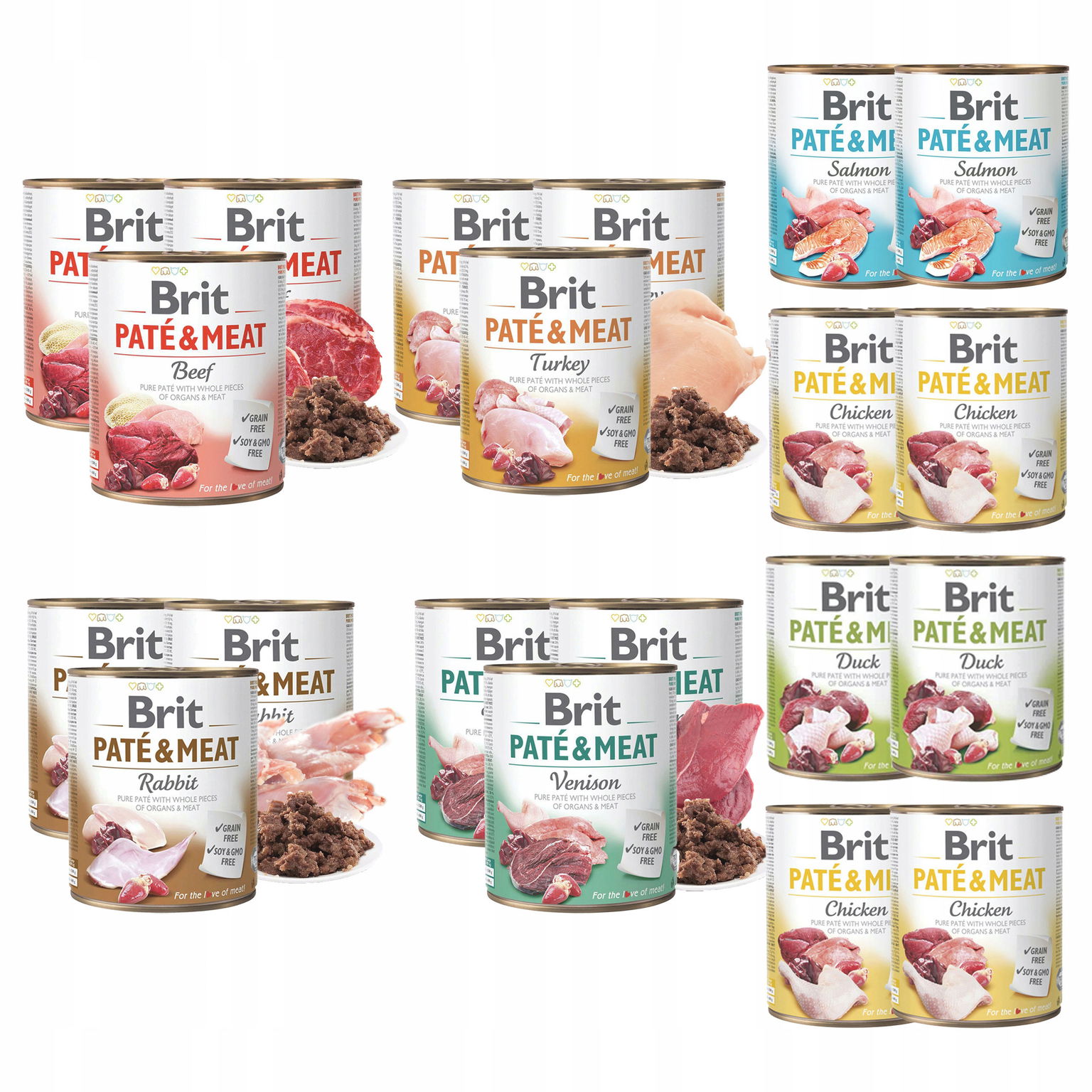 Brit Pate & Meat Mokré krmivo pre psov MIX príchute 20x800 g