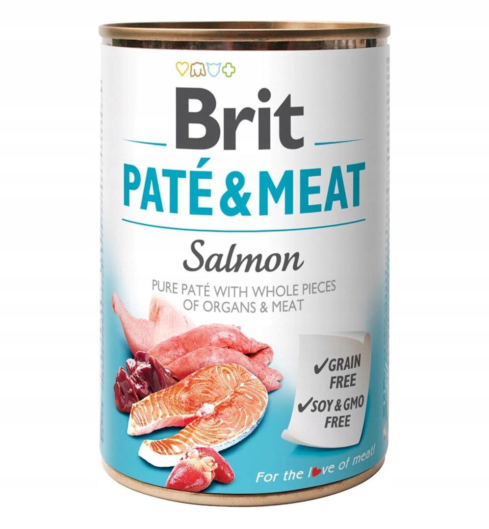 Brit Paté & Meat s lososom vlhké krmivo pre psa konzerva 400 g