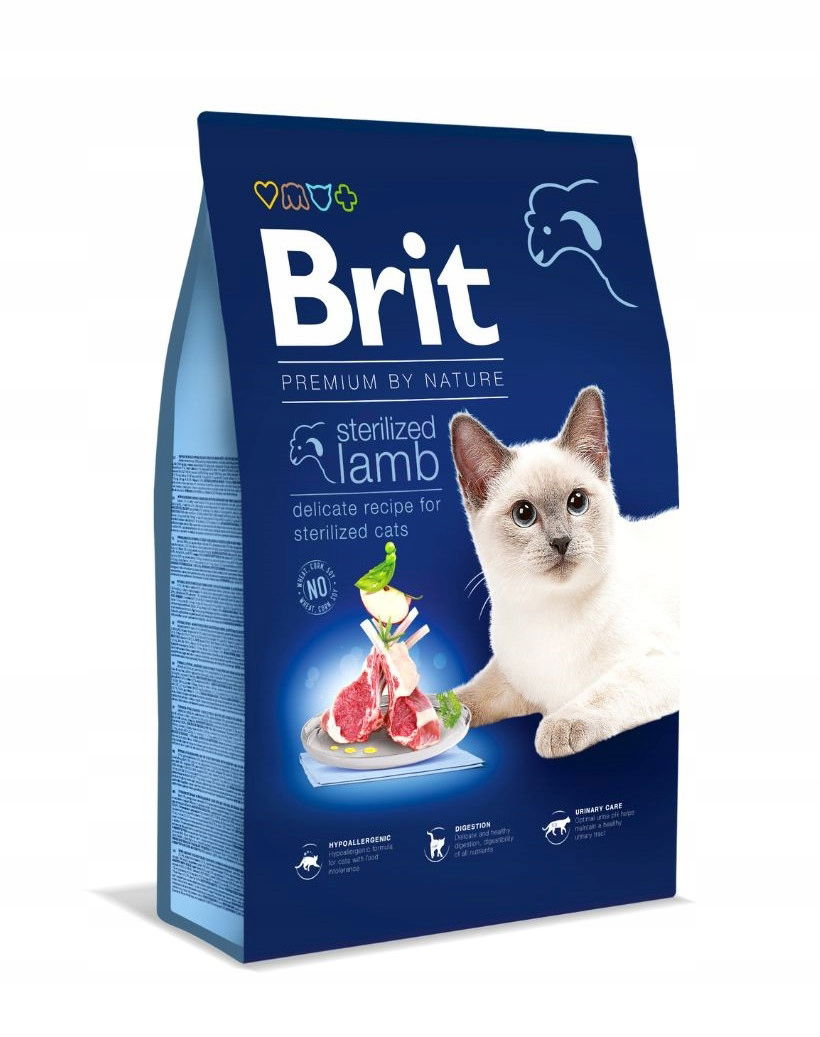 Brit Premium by Nature suché krmivo pre sterilizované mačky, jahňacie mäso 8 kg