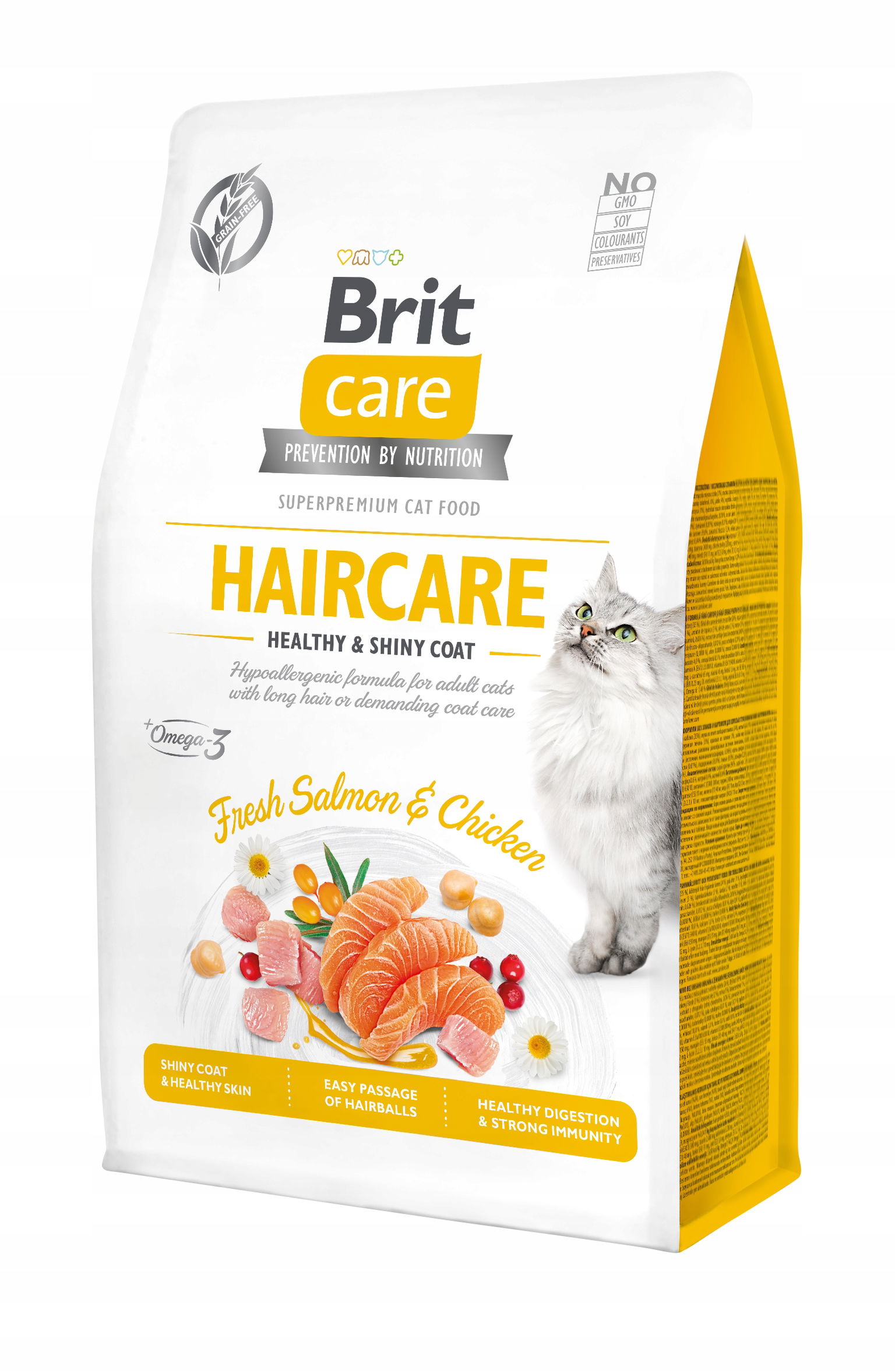 Brit Premium Suché krmivo pre mačky Adult Losos a Kuracie Mäso pre lesklú srsť 400g
