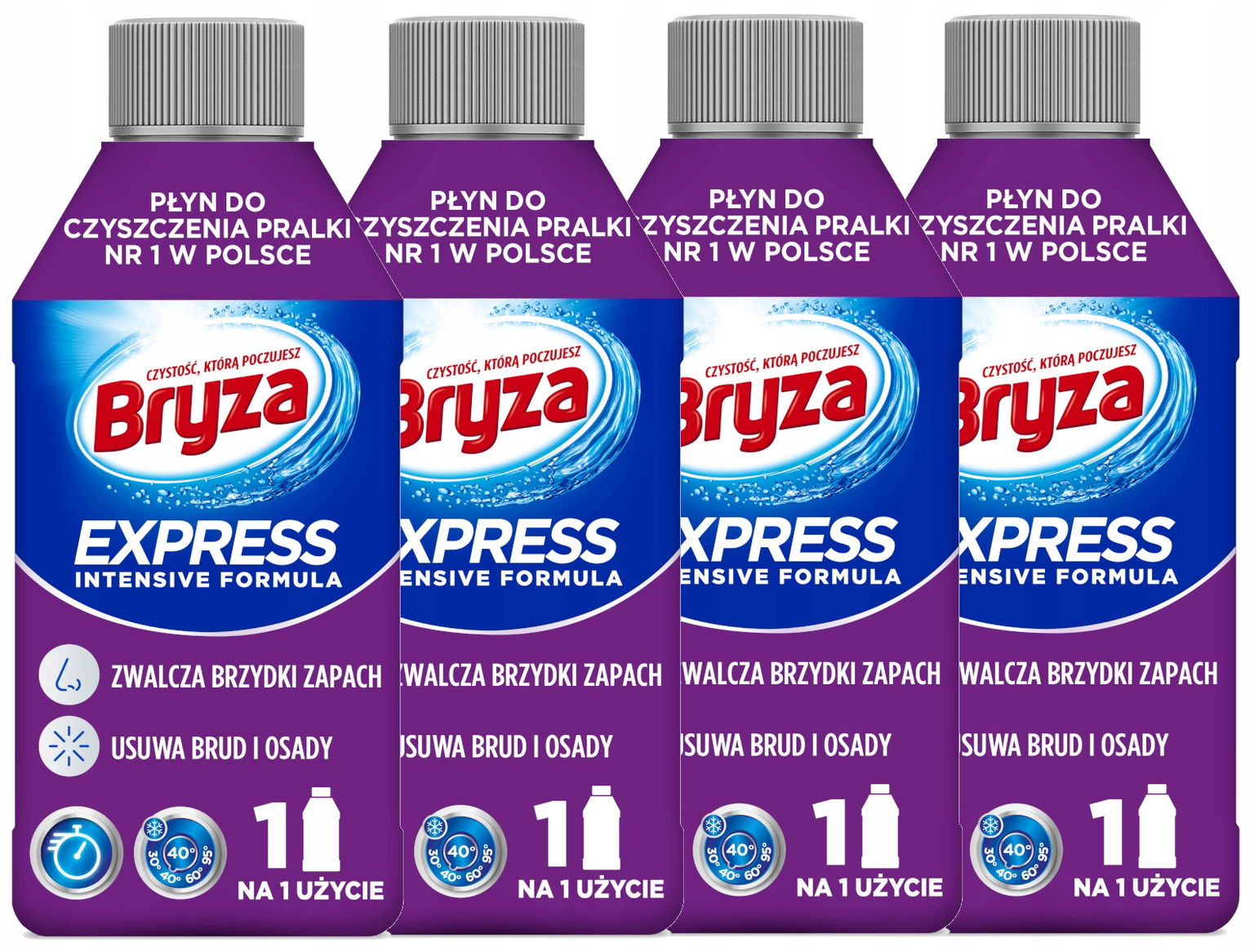 Bryza Express Čistiaci prostriedok na práčku, špina, usadeniny, nepríjemný zápach 4x 250 ml