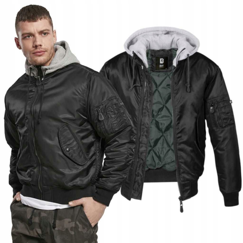 Bunda Brandit MA1 s kapucňou Black-Grey M