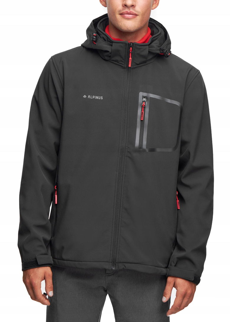 Bunda Pánska Softshellová Alpinus Stenshuvud s kapucňou, vodeodolná, teplá, XXL