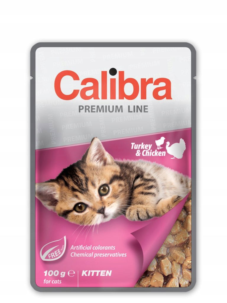 Calibra Cat Premium Kitten Turkey & Chicken 100g Vrecko pre mačky morčacie