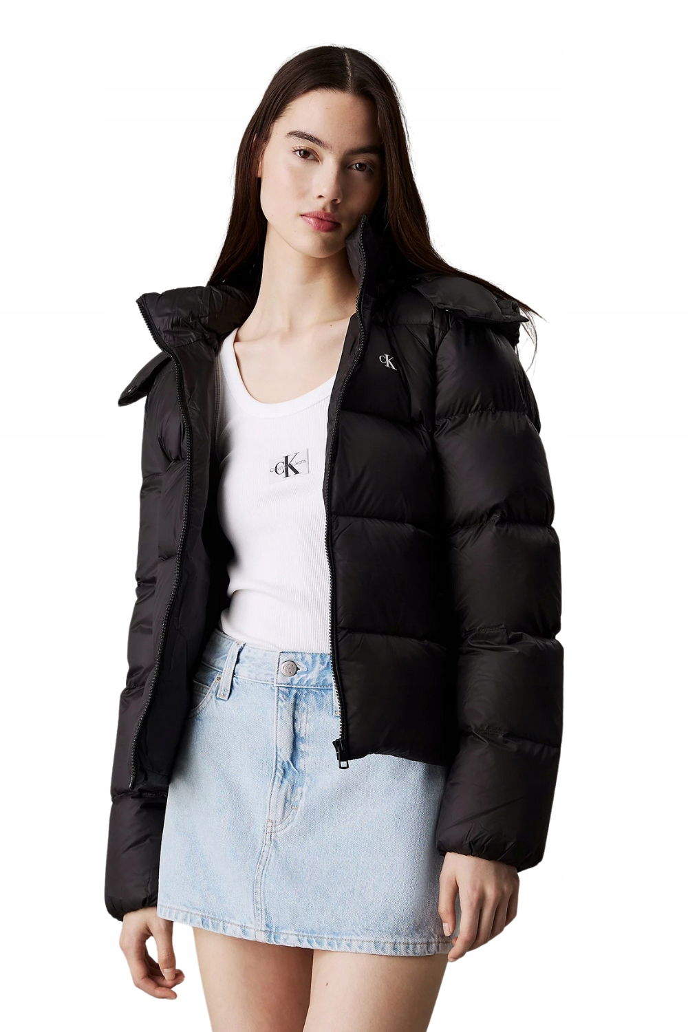 Calvin Klein Čierna dámska bunda s kapucňou XL