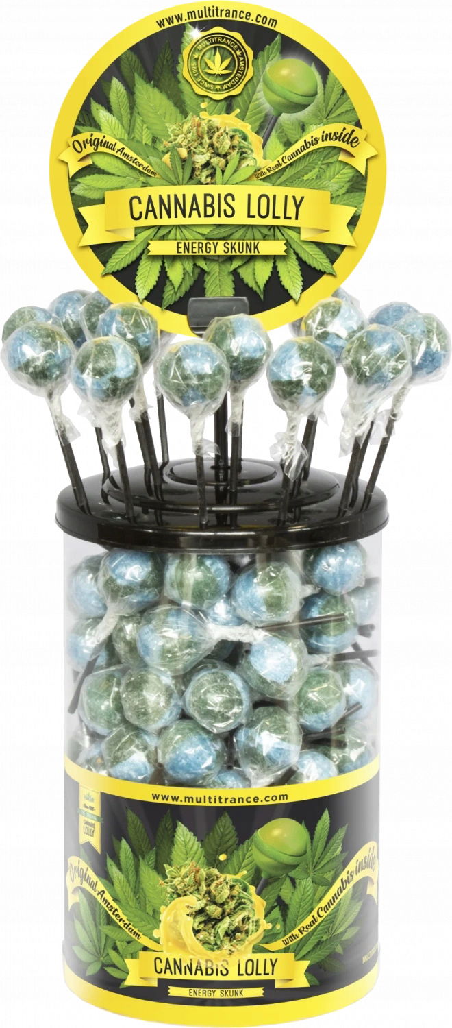 Cannabis Energy Skunk Lollies vitrína (100 lízaniek), 1800 g