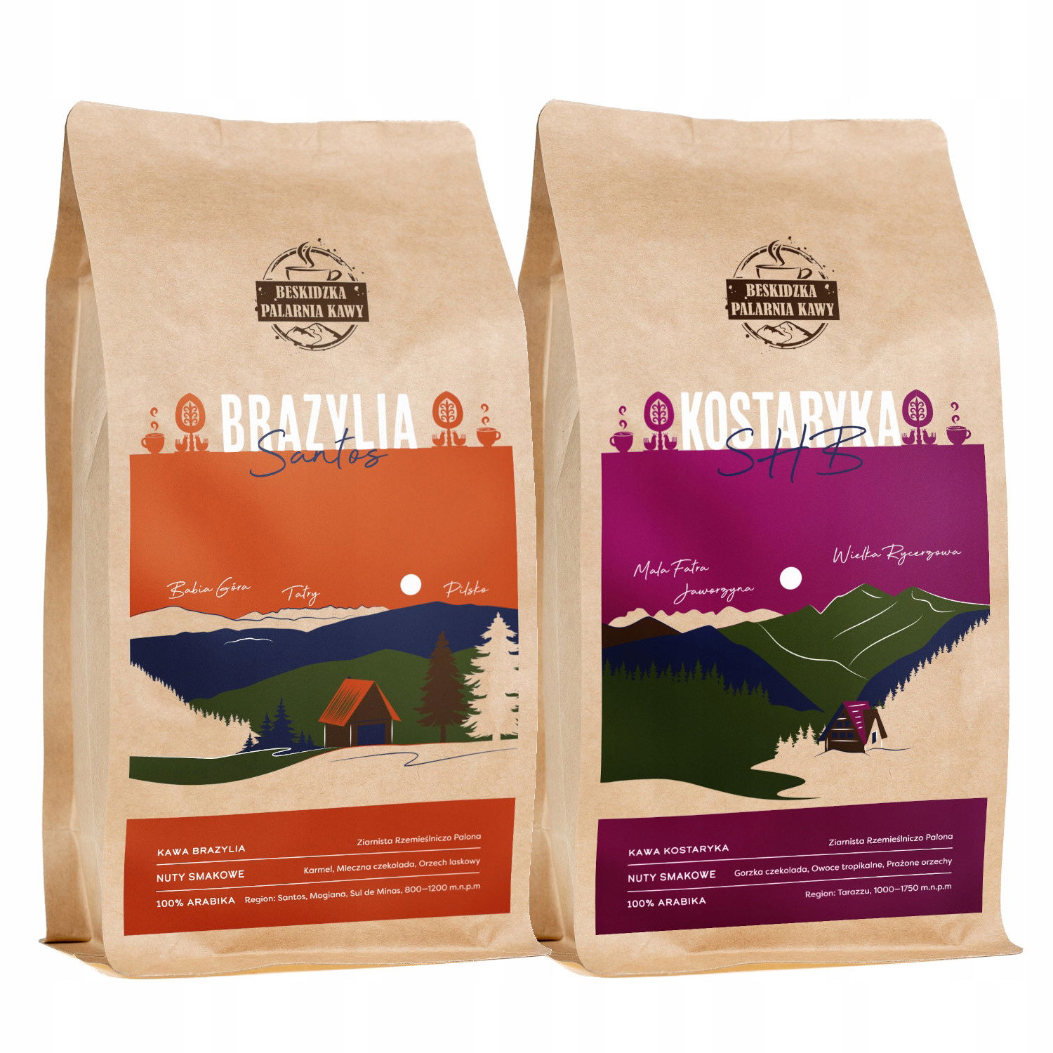 Čerstvo Pražená Zrnková Káva Brazília Kostarika 2x500g 100 % Arabica