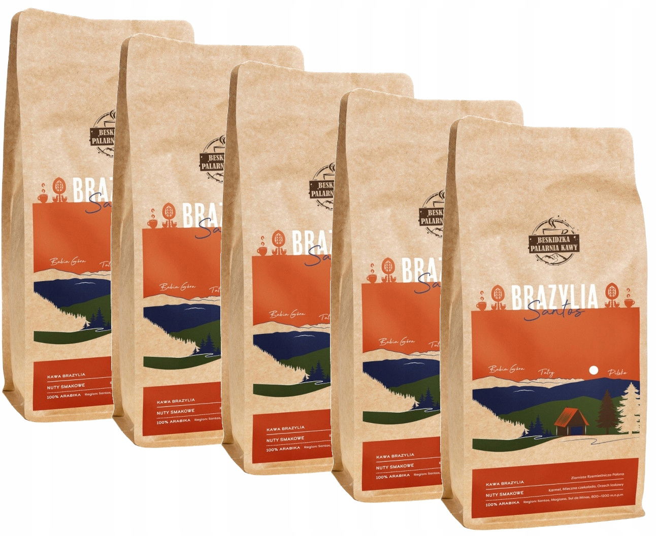 Čerstvo Pražená Zrnková Káva Brazília Santos 5x 1KG 100 % Arabica Speciality