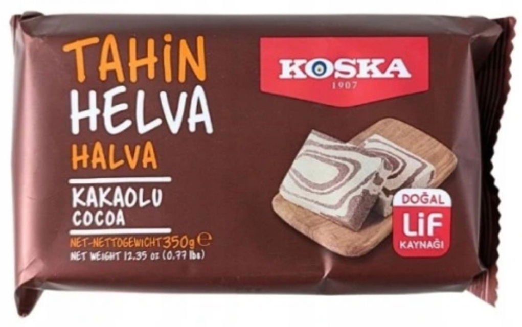 Chalva sezamová Koska Kakao 350 g Helva Tahini 57% turecké sladkosti Turecko