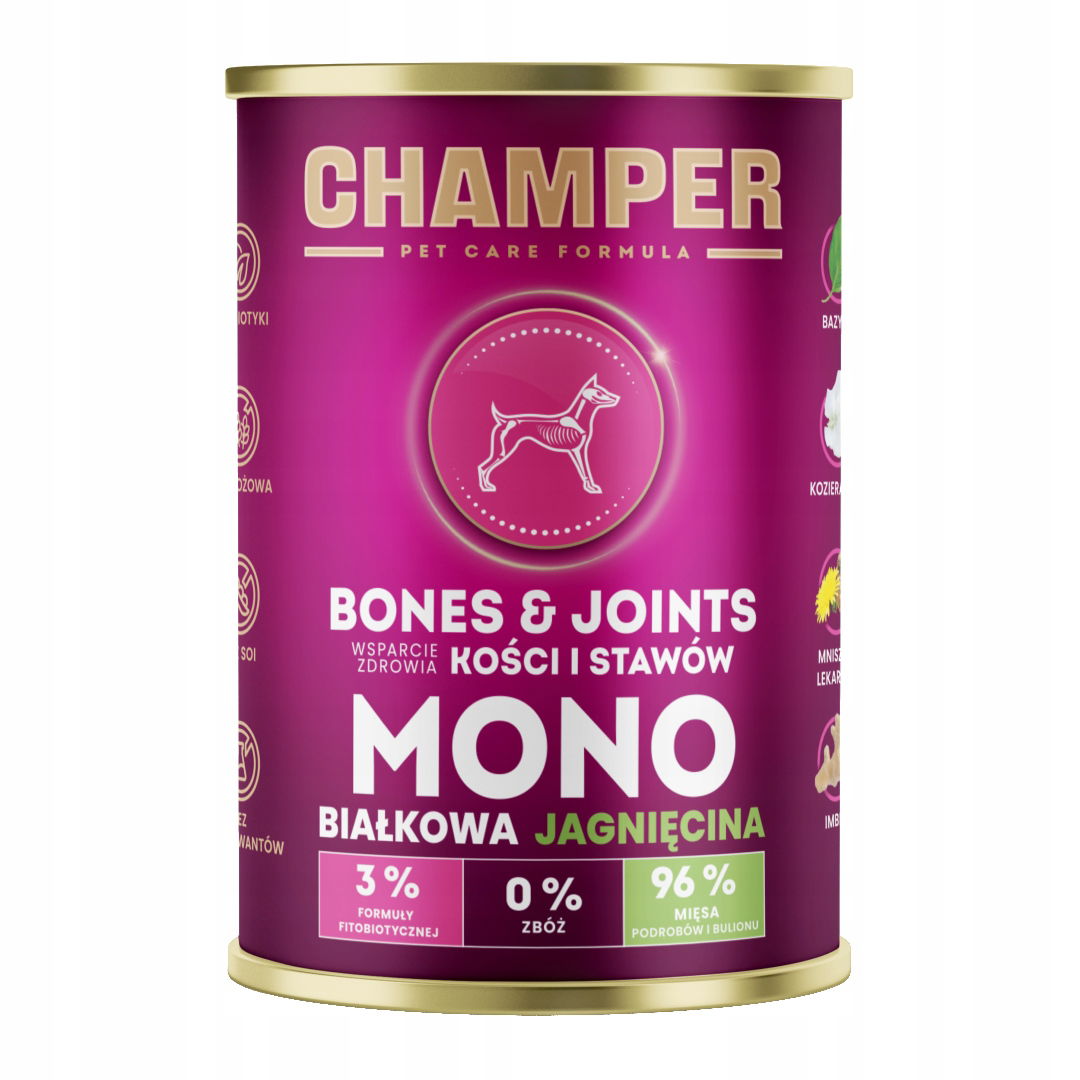 Champer Bones & Joints 400 g Monoproteínové Vlhké Krmivo pre psa s jahňacím mäsom