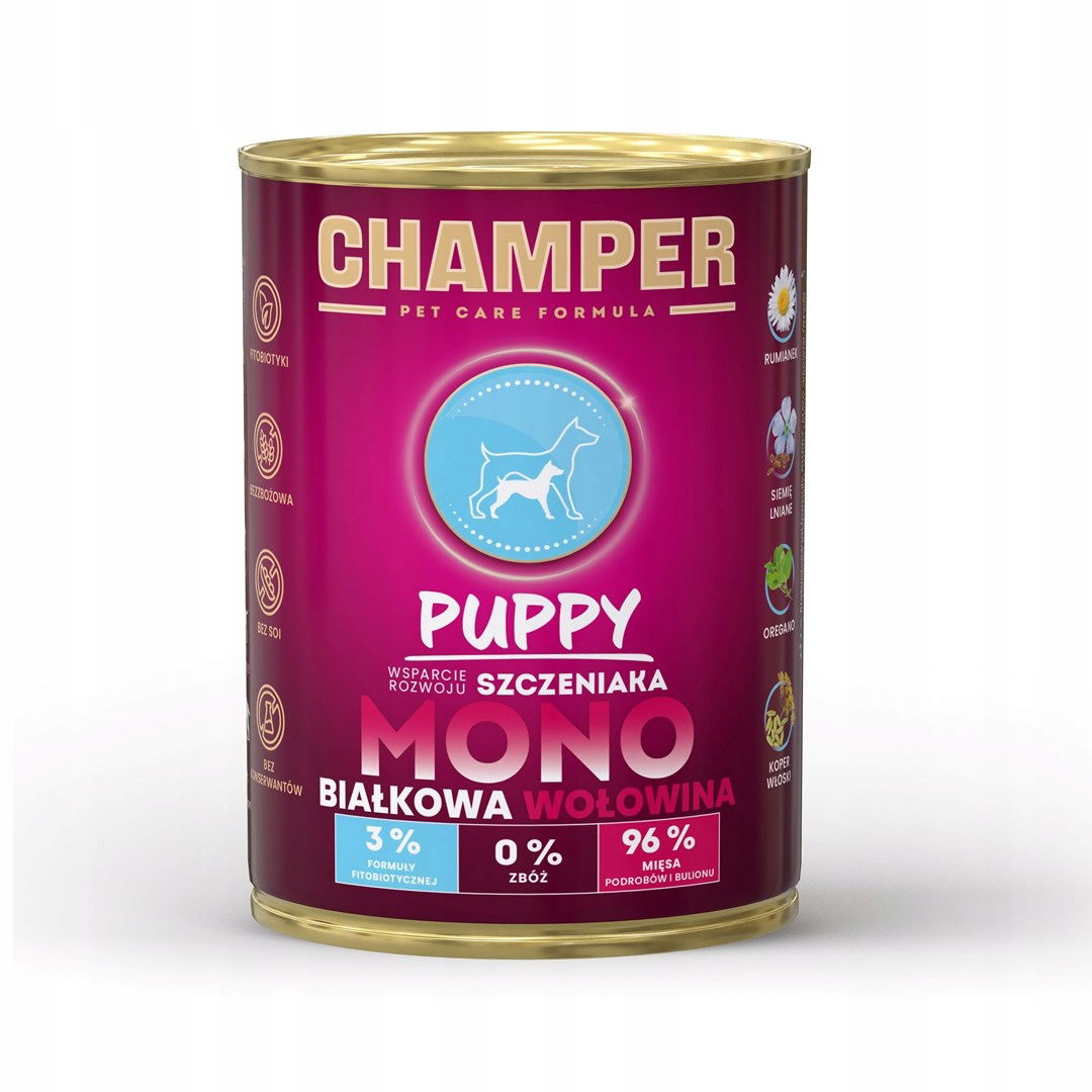 Champer Puppy Monobiałková hovädzia zmes vlhké krmivo pre psa 400 g
