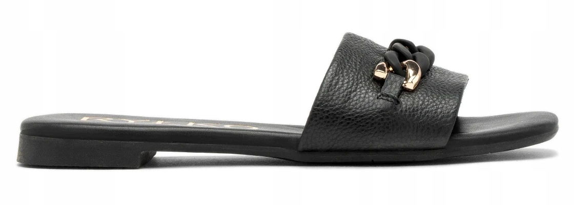 Čierne Žabky Na Každodenné Nosenie, Ploché, Kožené, Dámske, Módne Ženské Ryłko 38