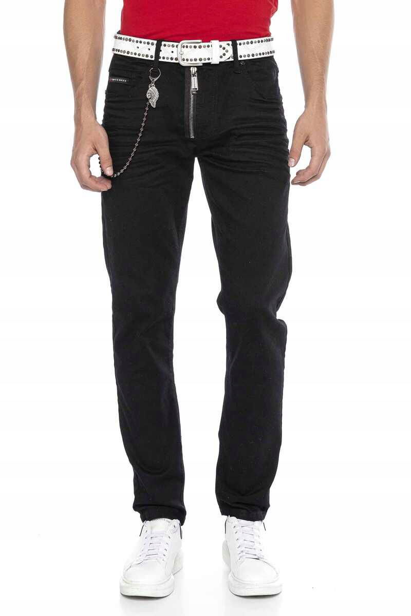 Cipo baxx CD675 džínsy slim fit so zipsom, čierne 31/32