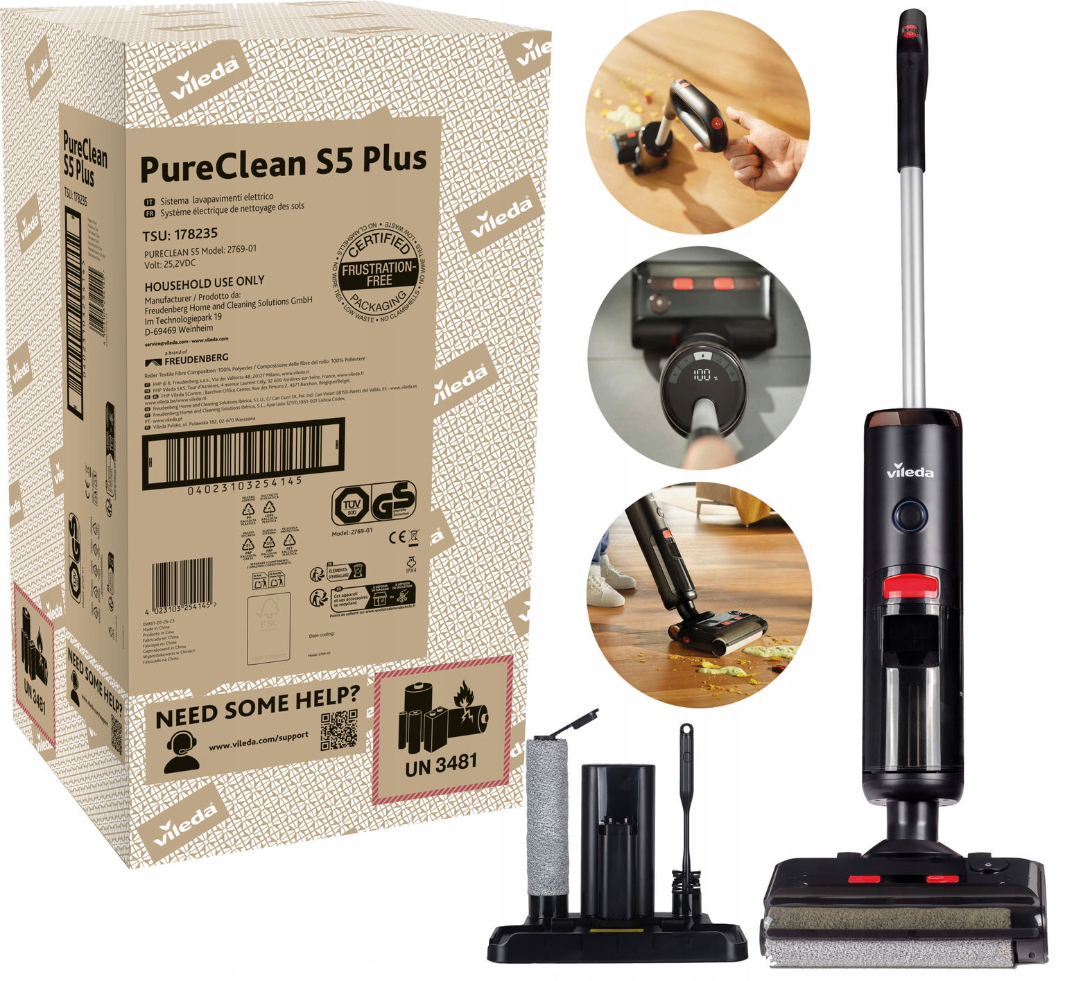 Čistiaci vysávač Vileda Pure Clean S5 Plus Bezdrôtový samočistiaci