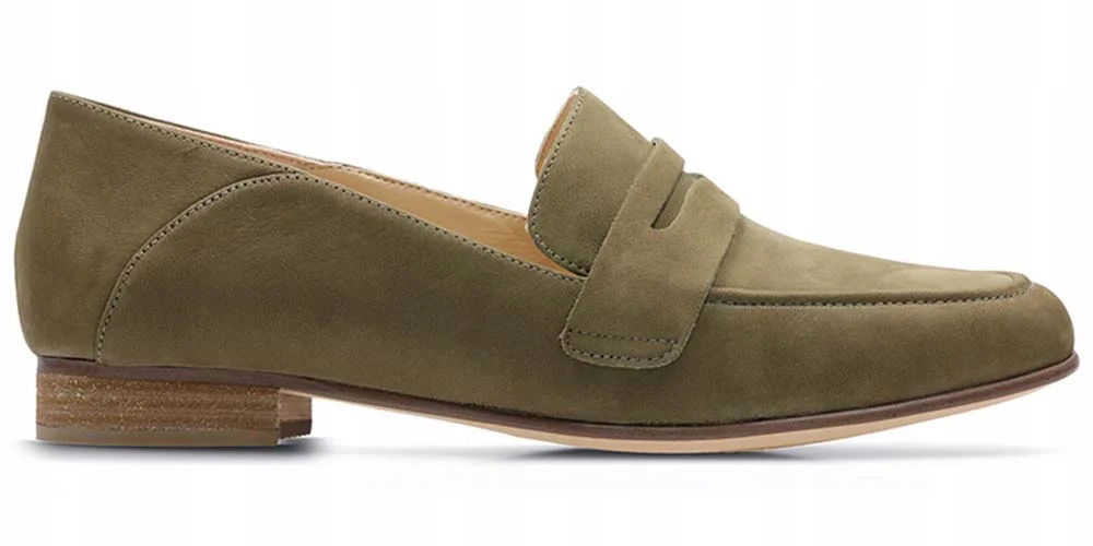 Clarks Dámske mokasíny Pure Iris veľkosť 36 zelené khaki, nubukové