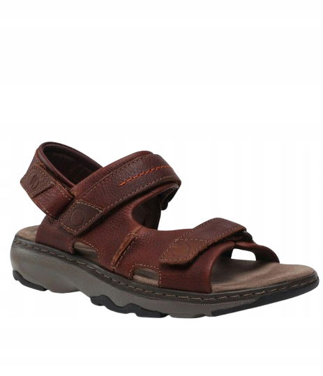 Clarks Hnedé Kožené Pánske Sandále S Reguláciou Na Sponu 41 3CA
