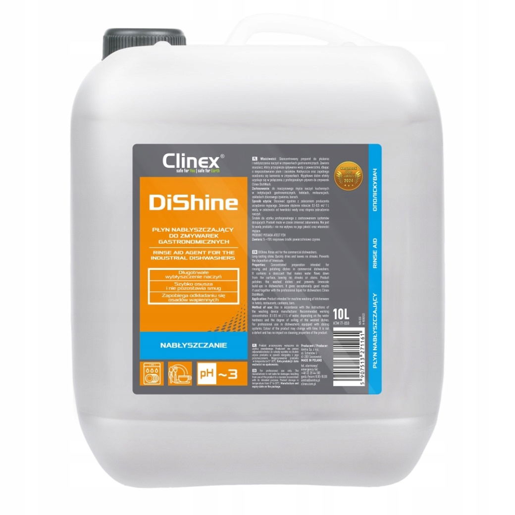 Clinex Dishine 10 L Leštiaci Prostriedok Do Gastronomických Umývačiek Riadu