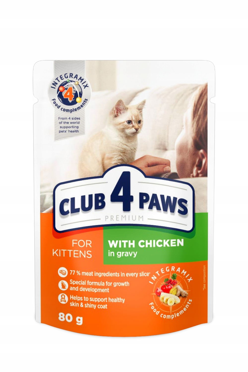 Club 4 Paws Kitten vlhké krmivo pre mačky kuracie mäso v omáčke 80 g