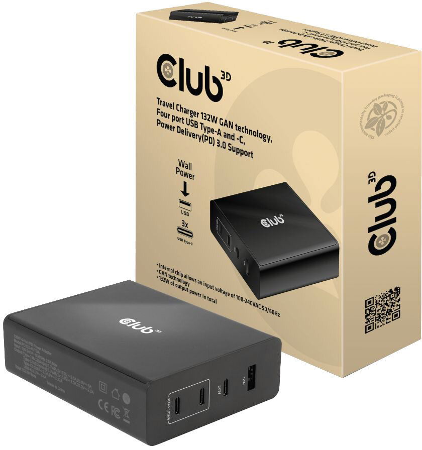 Club3D Cestovná nabíjačka CAC-1906 132W s