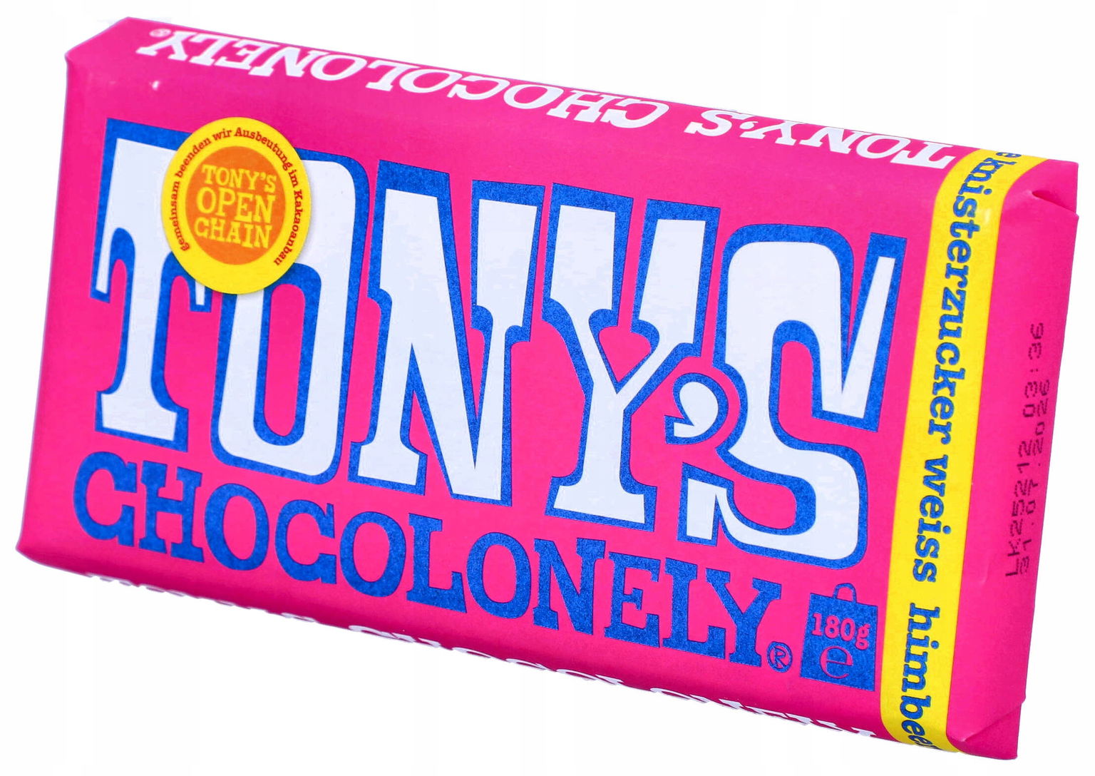 Čokoláda Tony's Weiss Himbeere biela s malinami a strieľajúcim cukrom 180 g