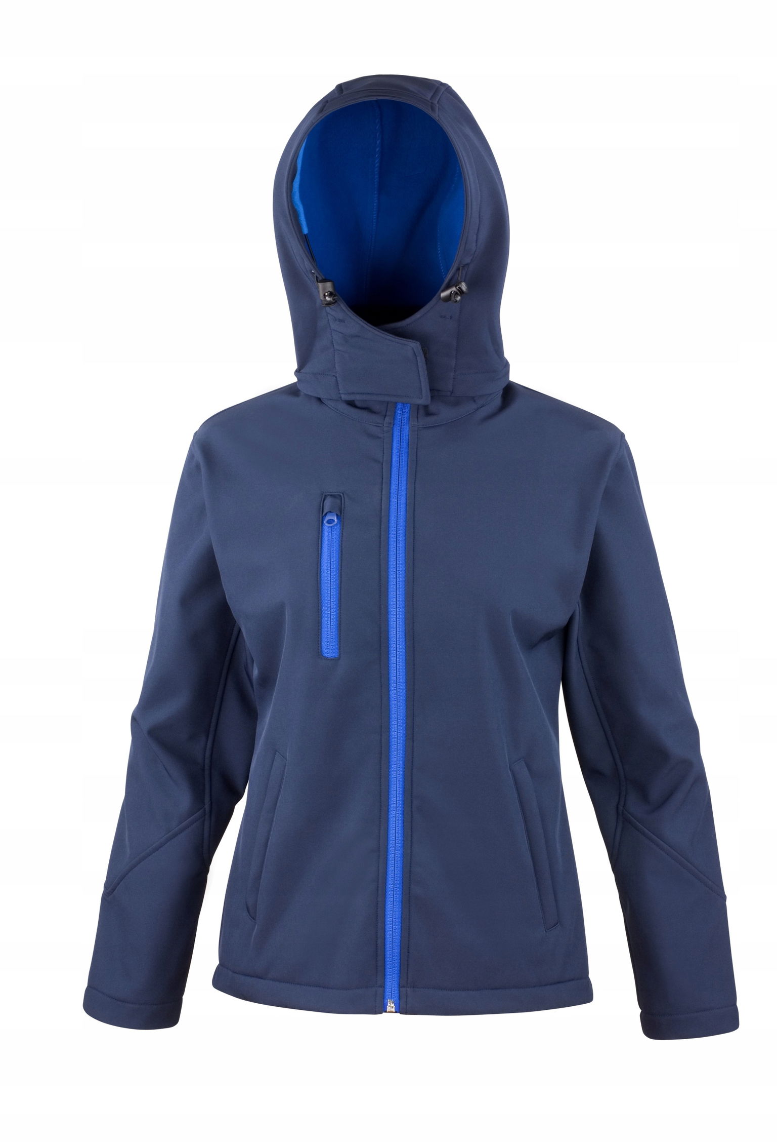 Dámska bunda Soft Shell s kapucňou, rozopínateľná, modrá veľ. 2XL