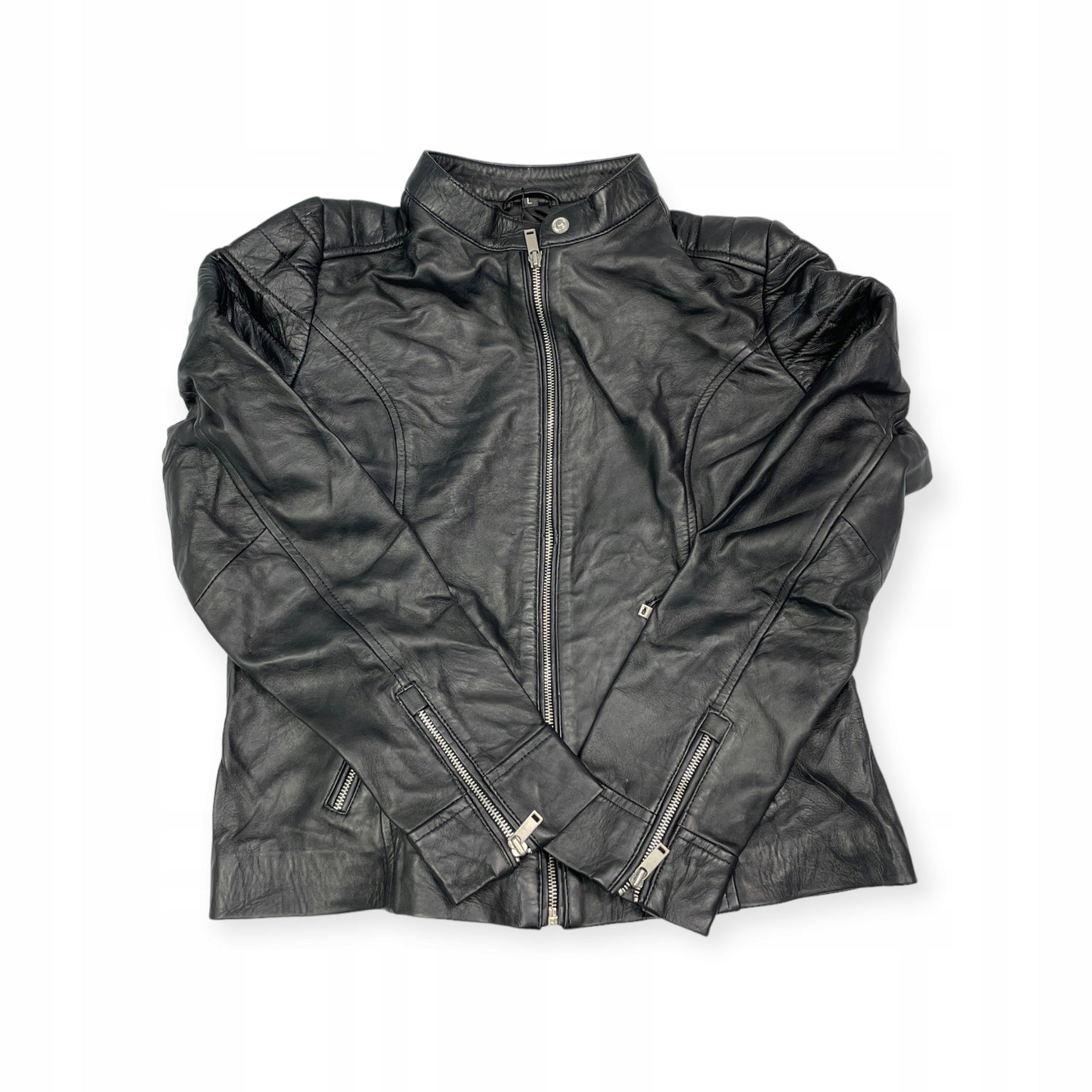 Dámska kožená čierna bunda Real Leather L