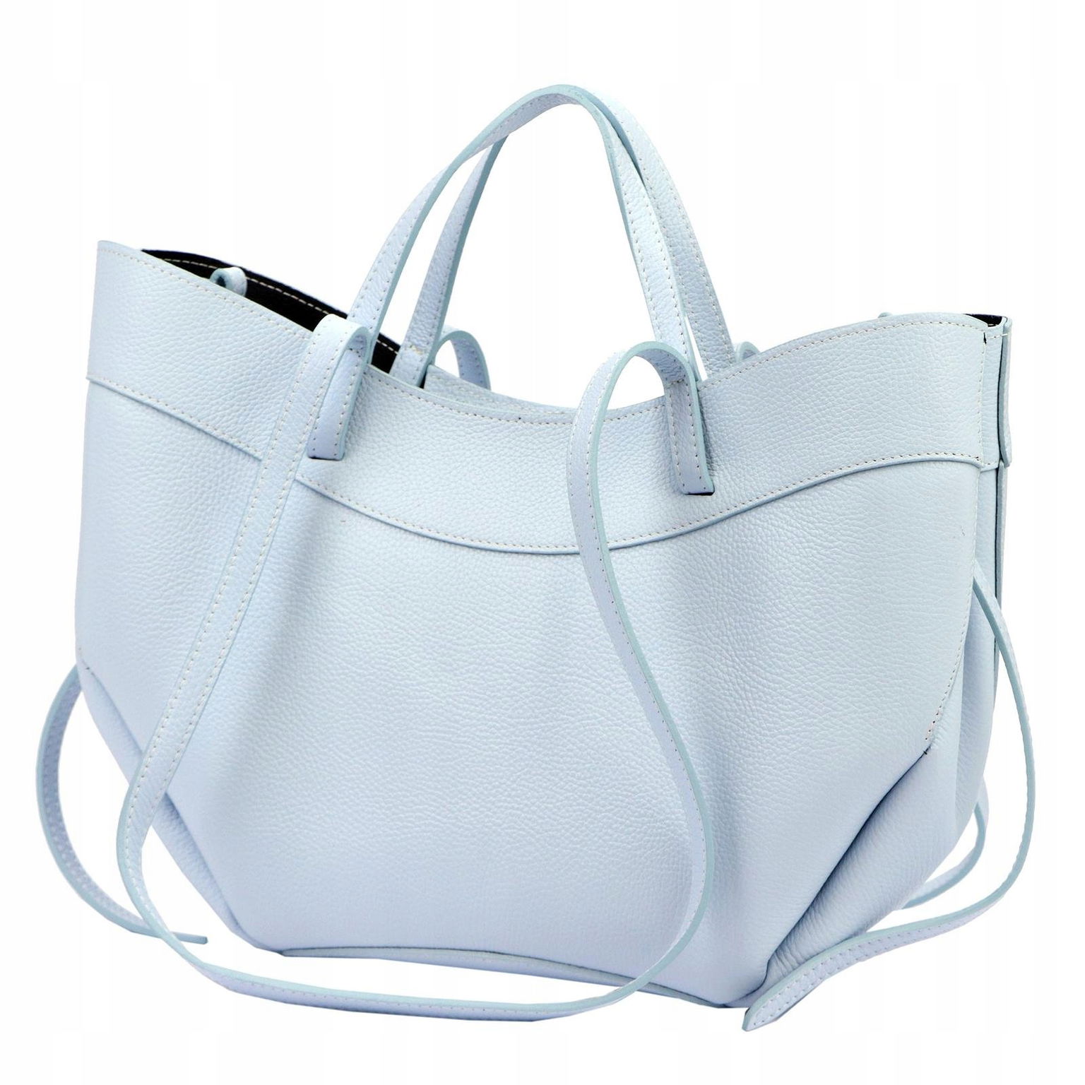 Dámska kožená kabelka typu shopper, modrá, pojme formát A4