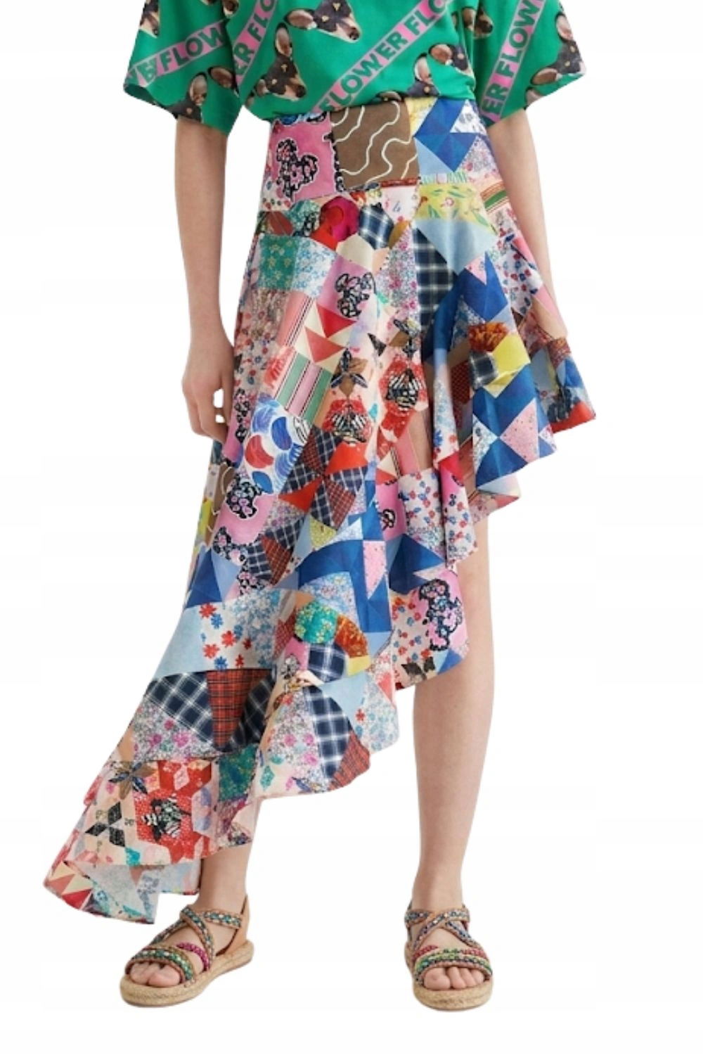 Dámska maxi sukňa Desigual s asymetrickým patchworkom veľ. Xs