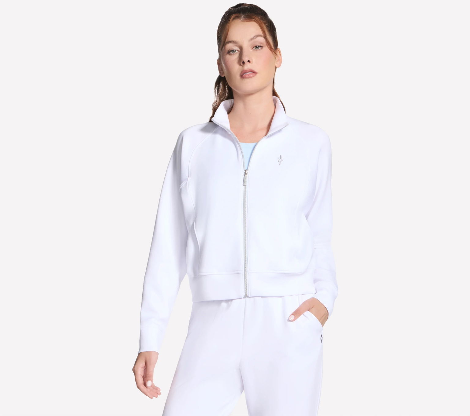 Dámska mikina Skechers Skechluxe Elevate Jacket biela JA278 Wht