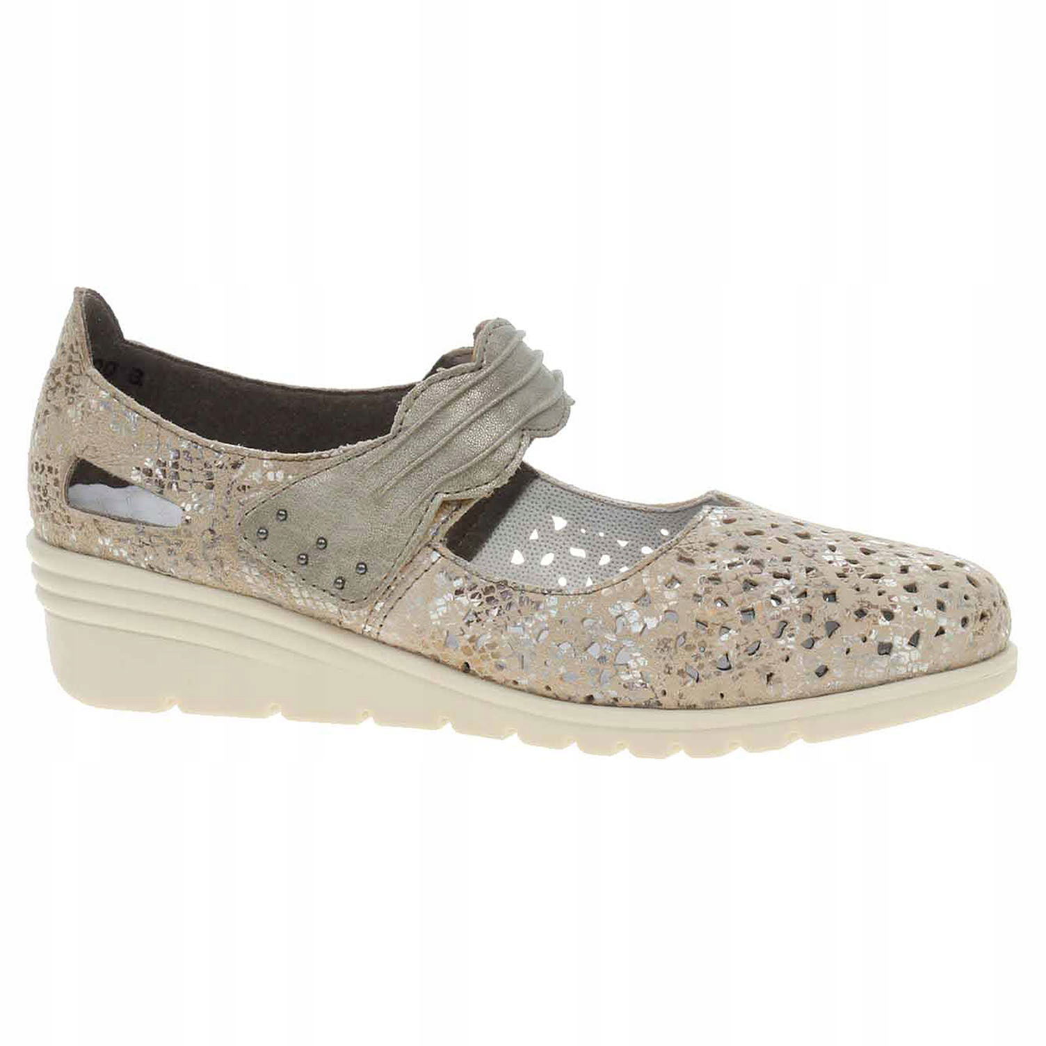 Dámske baleríny Rieker L5359-90 beige -metallic 39