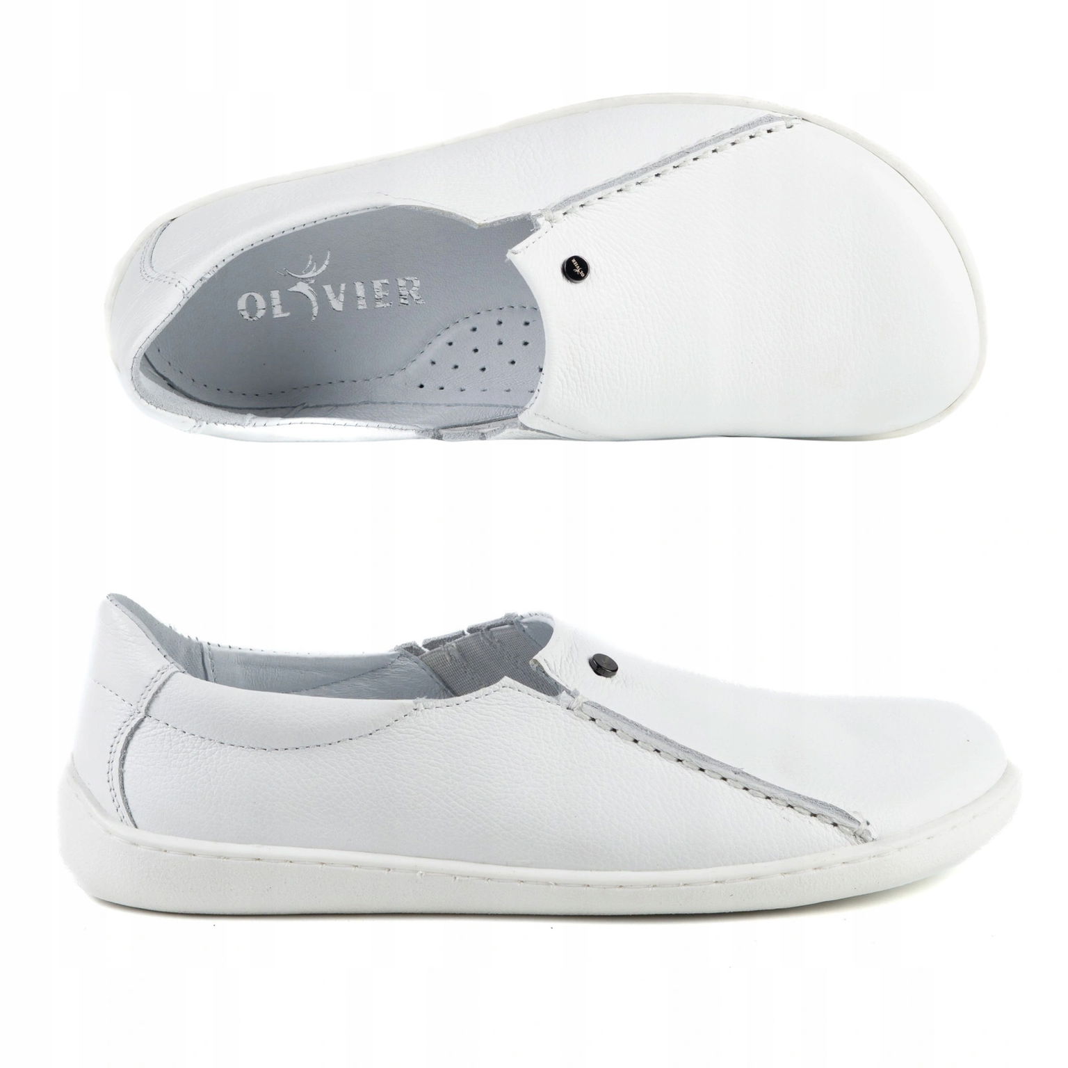 Dámske kožené barefootové topánky slip on zero drop Sola široké biele 43