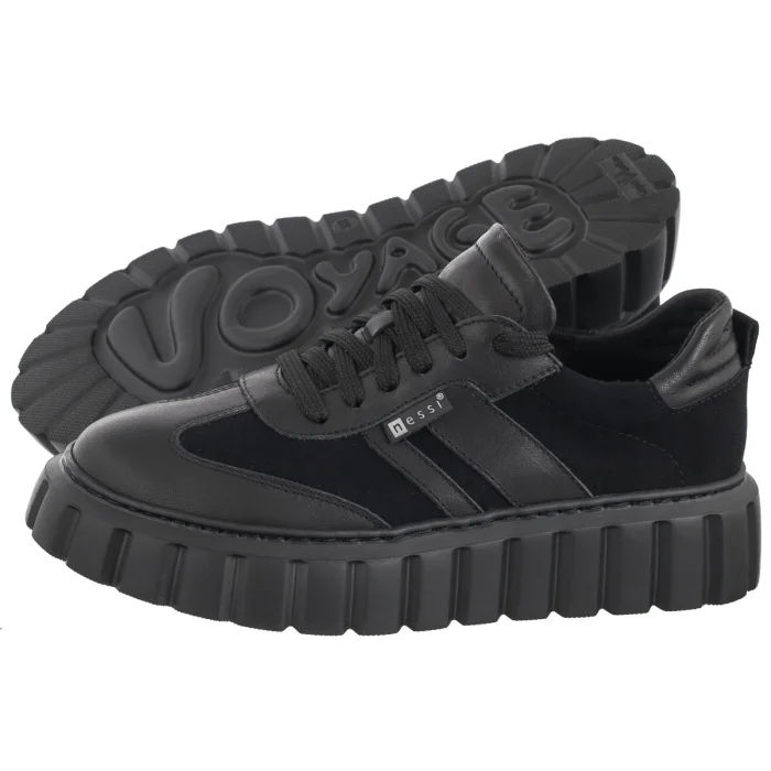 Dámske kožené poltopánky Nessi Čierne 24707 Black