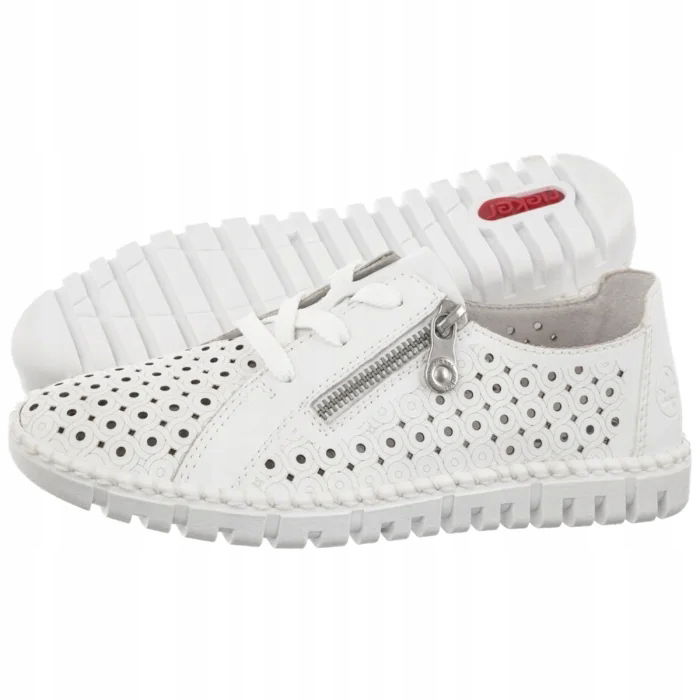 Dámske kožené poltopánky Rieker Biele M2300-80 White