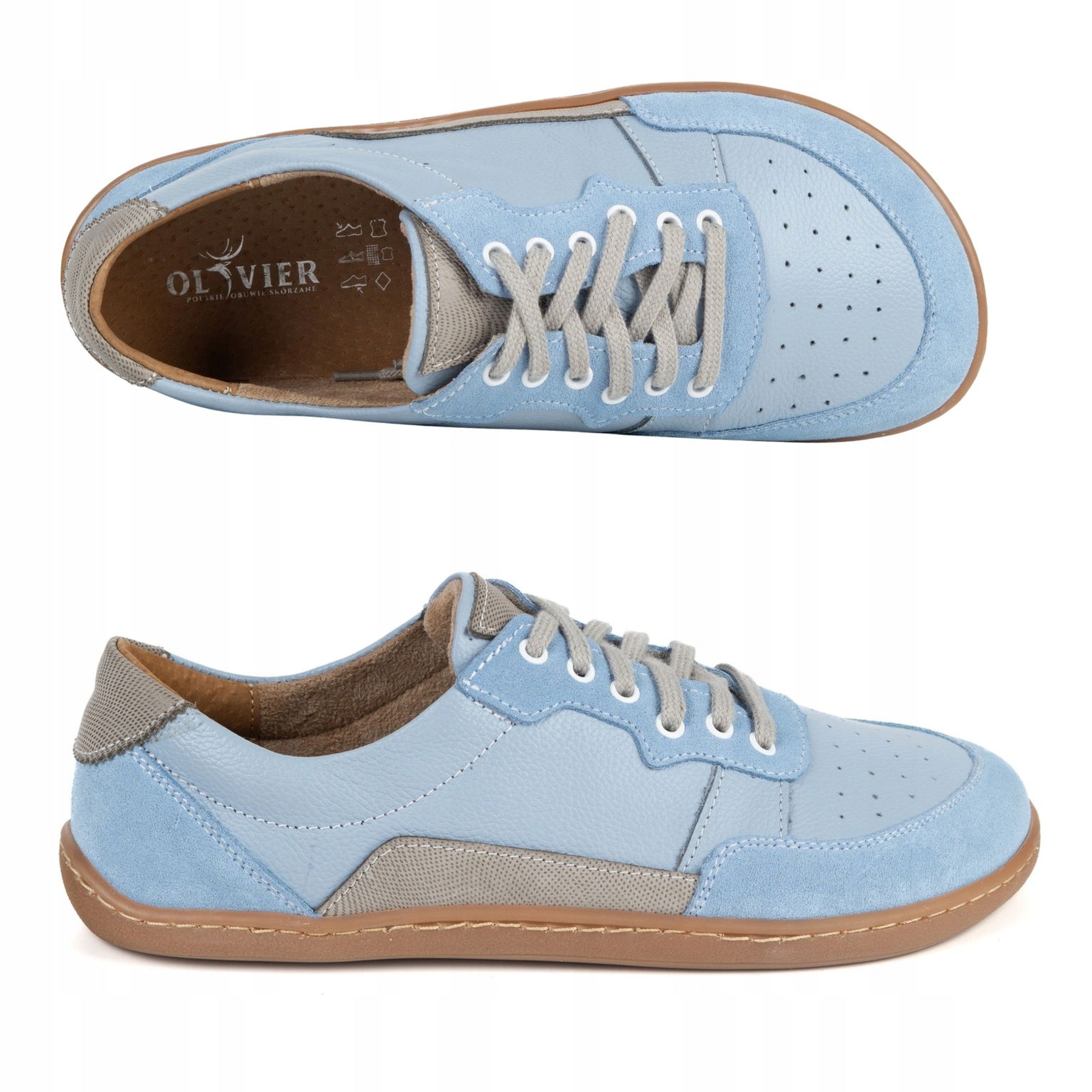 Dámske kožené topánky Barefoot Alma mestské casual zero drop modré 38