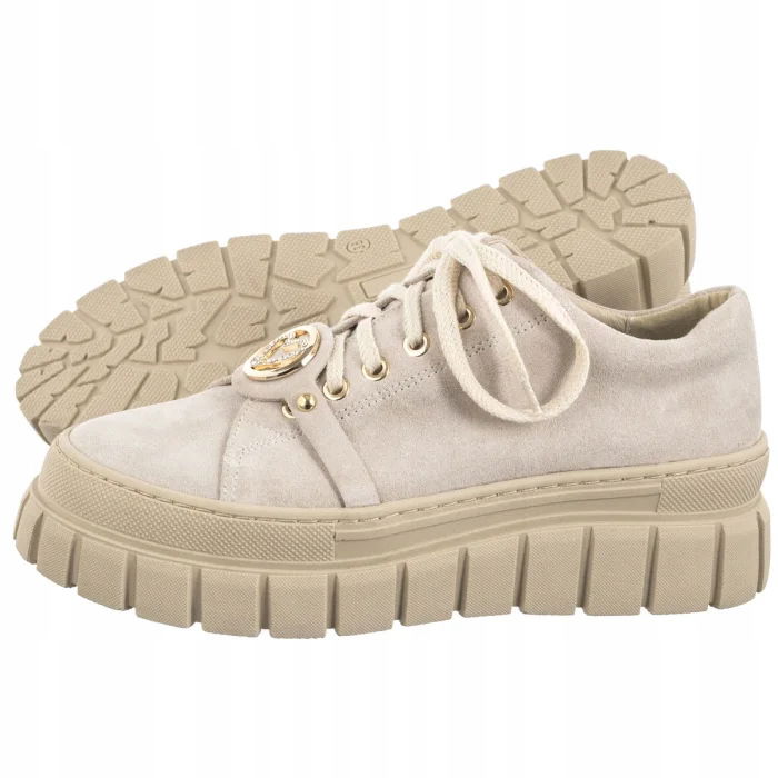 Dámske poltopánky na platforme Nepeke Sabra Beige Béžová koža