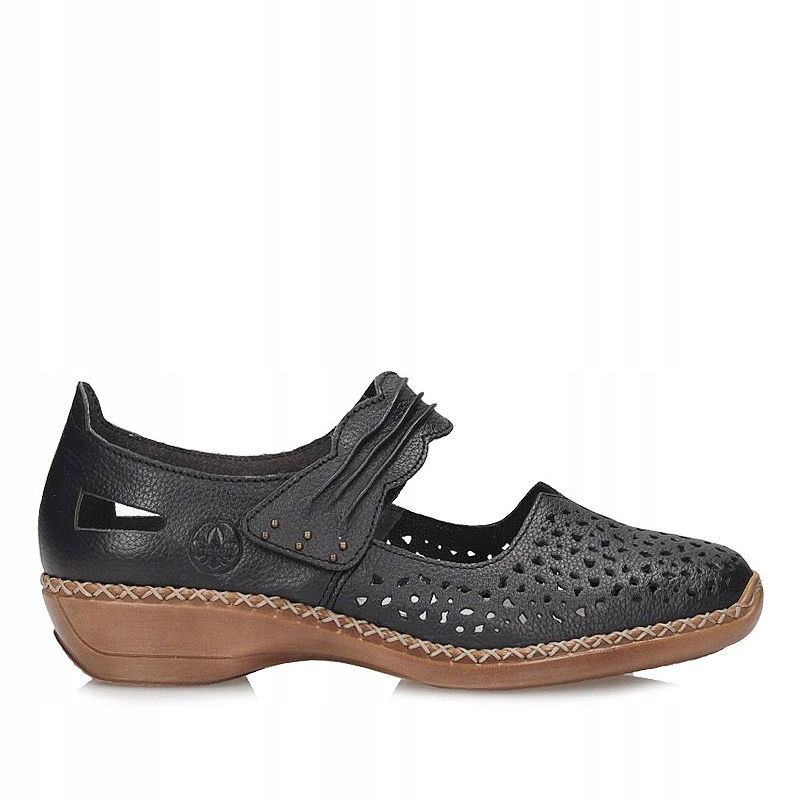Dámske poltopánky Rieker 41399-14, tmavomodré, kožené, na suchý zips