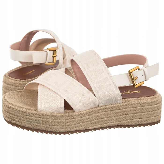 Dámske sandále na platforme Pepe Jeans Lyla PLS900013 Biele