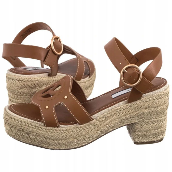Dámske sandále na podpätku Pepe Jeans Gladys Basic Brown Hnedé