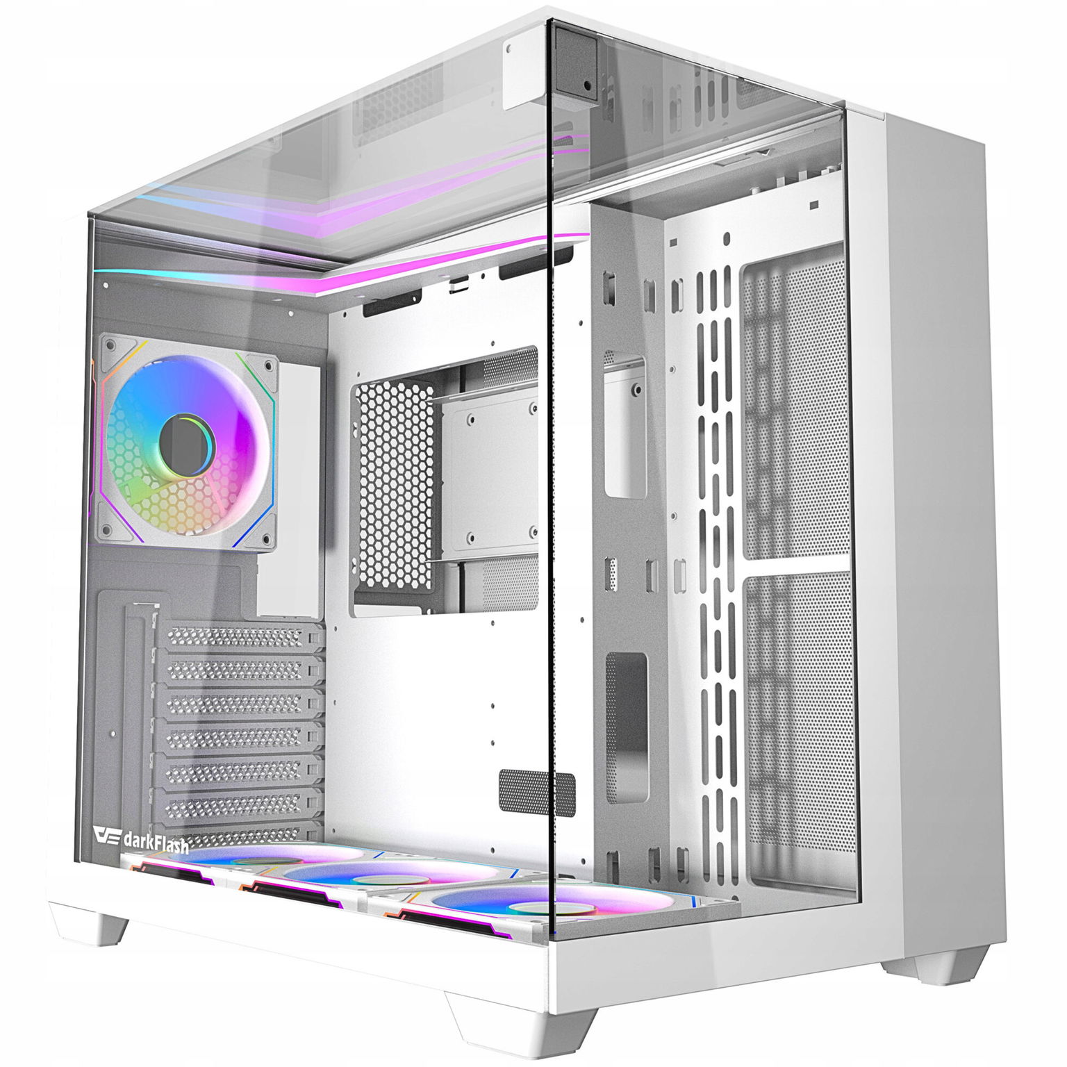 DarkFlash TH285 Počítačová skriňa Atx Cube Case Gaming Argb Sklenená Biela