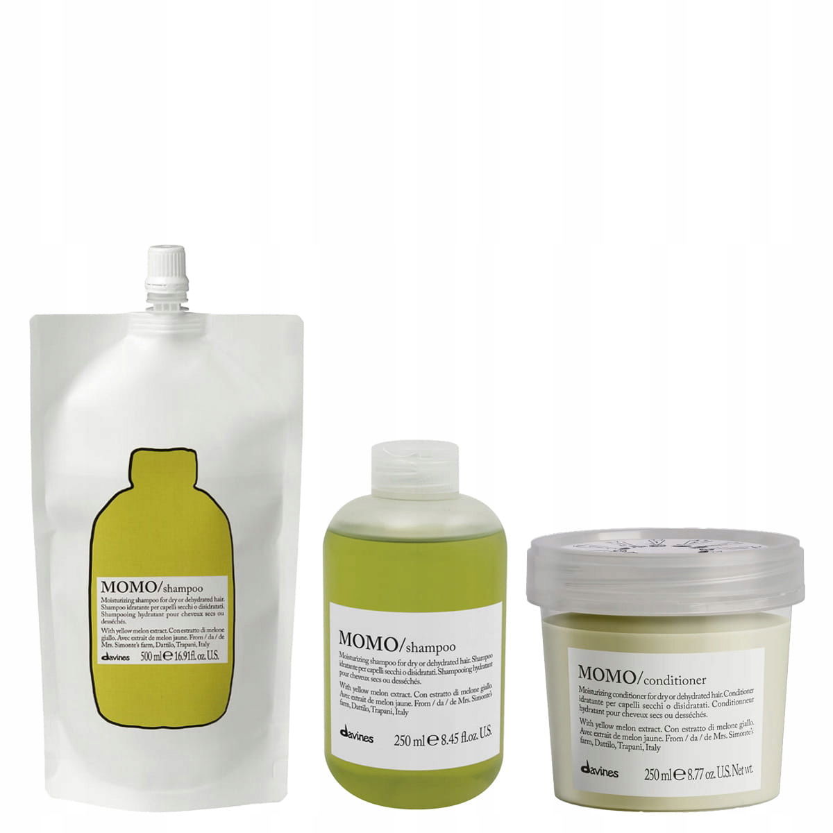 Davines Momo sada pre krepovité vlasy šampón kondicionér refill
