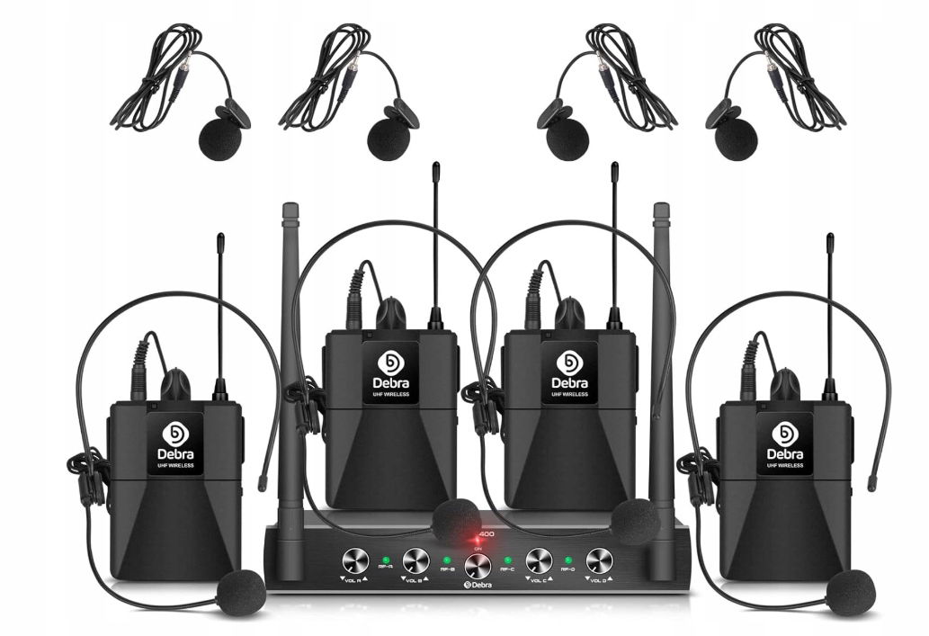Debra Bezdrôtový mikrofón AU400 Uhf s vysielačom Bodypack 4 ks