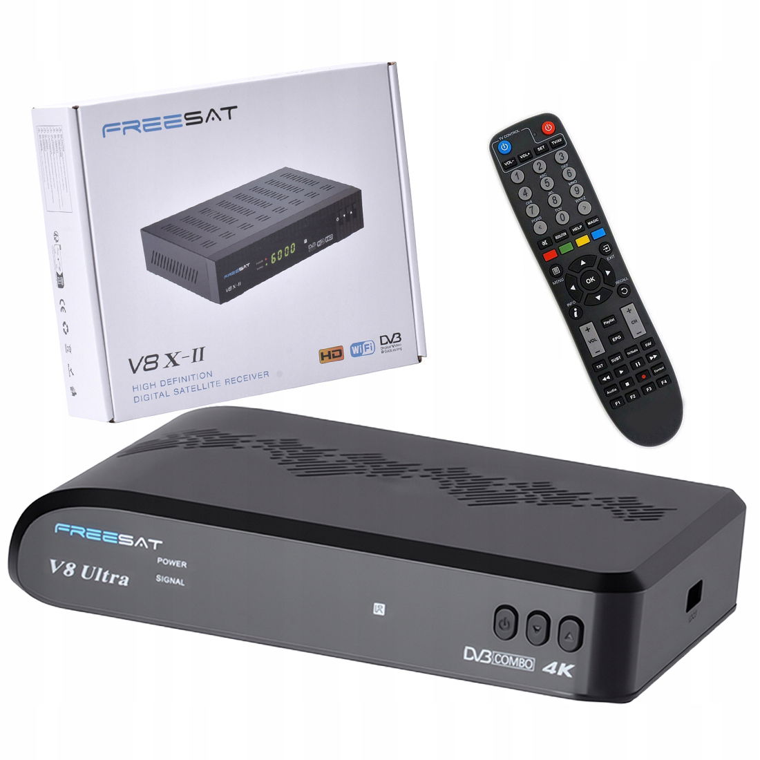 Dekodér Tuner 3v1 Combo Dvb-s Dvb-t Dvb-c 4K Hevc Wi-Fi YouTube Softcam