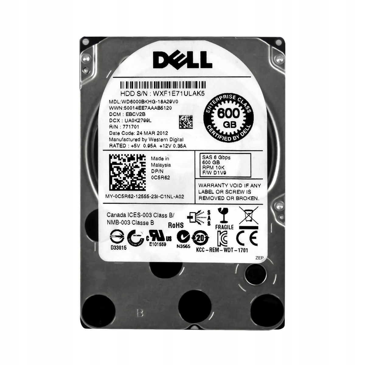 Dell 0C5R62 600GB 10K 32MB SAS-2 2.5'' WD6000BKHG