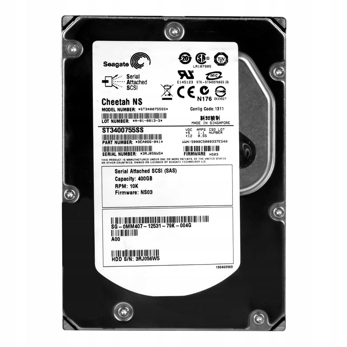 Dell 0MM407 400GB 10K 16MB Sas 3,5'' ST3400755SS