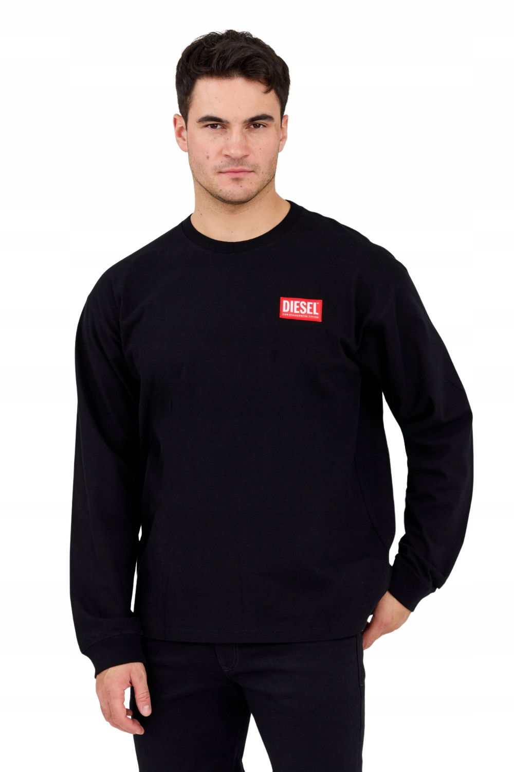 Diesel Čierny pánsky longsleeve T-boxt-ls-lab s nášivkou M