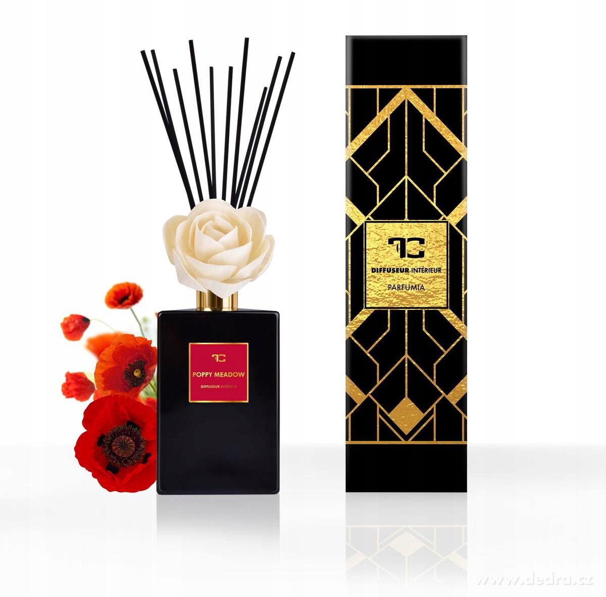 Difúzer s kvetinou & tyčinkami Parfumia, Poppy Medow, 500 ml