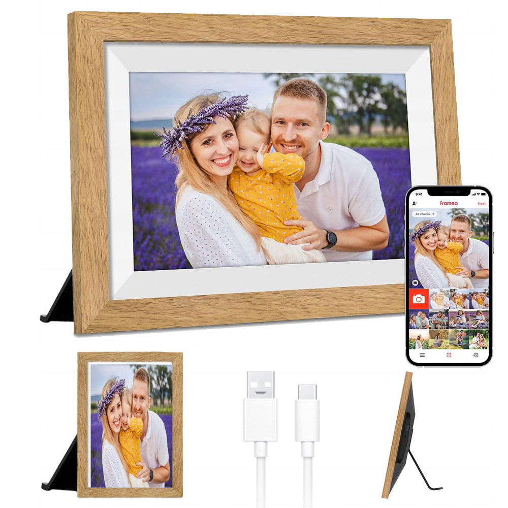 Digitálny Rámik Frameodotický Displej Ips Hd Wifi 10,1 Palca S Usb Káblom Držiak