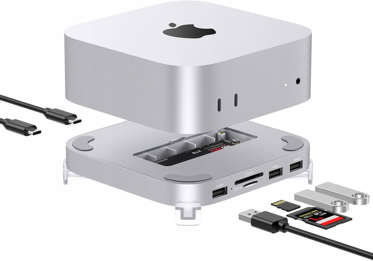 Dokovacia stanica Ssd M.2 pre Mac Mini M4 2024 8w1 10 Gb/s Usb Sd microSD