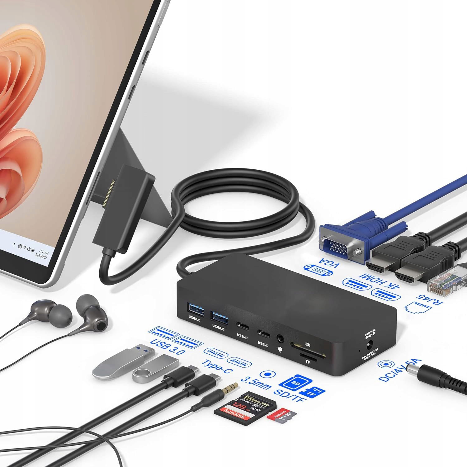 Dokovacia stanica Yeemie Pro, MicroSD, Vga, Hdmi, Usb